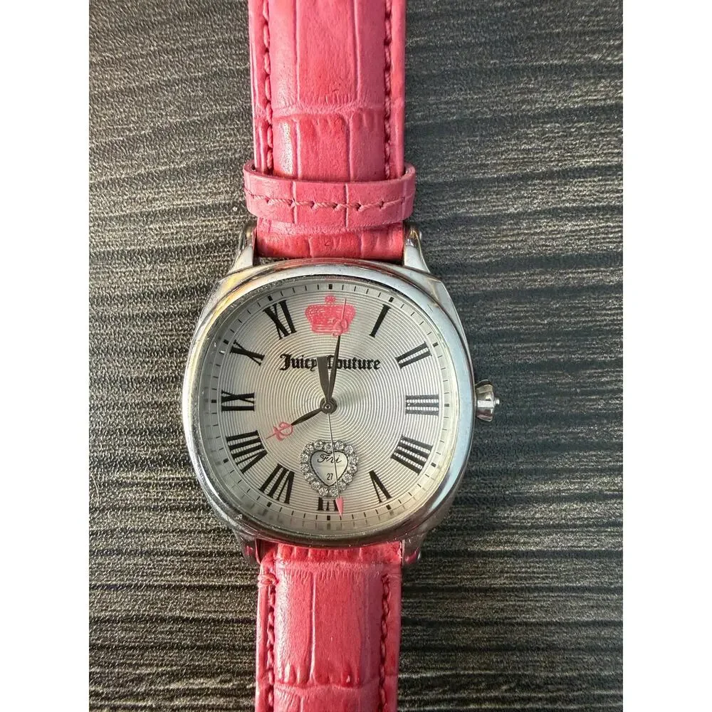 NWOT Vintage Juicy Couture Pink Stainless Steel Genuine Leather Watch